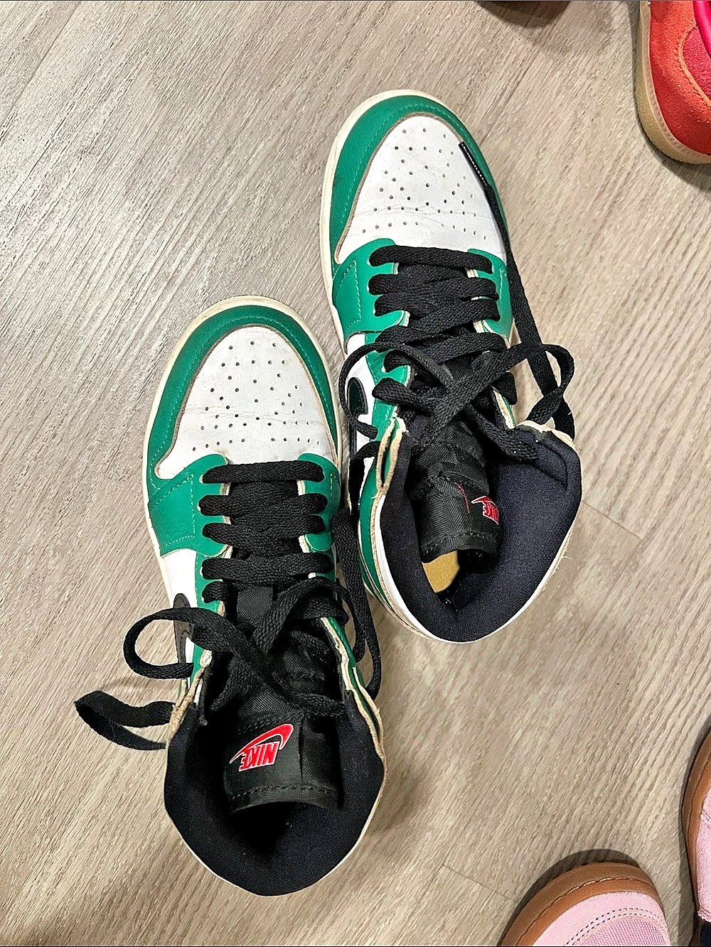 Nike Air Jordan 1 Mid Lucky Green & White Sneakers